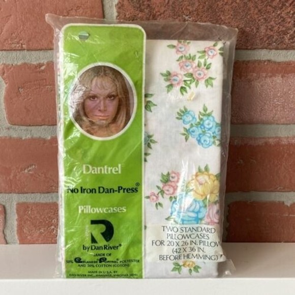Floral Vintage Pillowcases 2 Dantrel Standard No Iron Cotton Polyester New - Picture 1 of 6